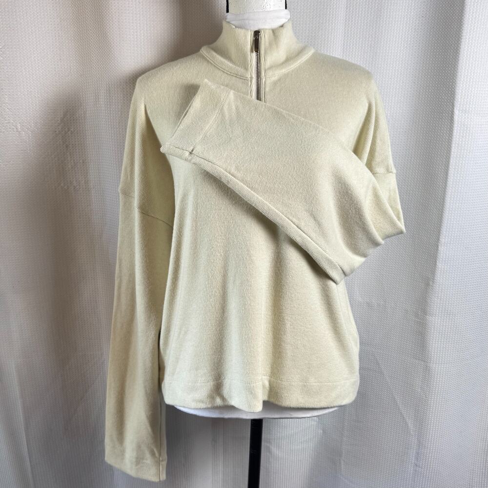 Madewell Sweater 1/4 Zip Mock Neck Womens Ivory XL Classic Chic Comfort in EUC